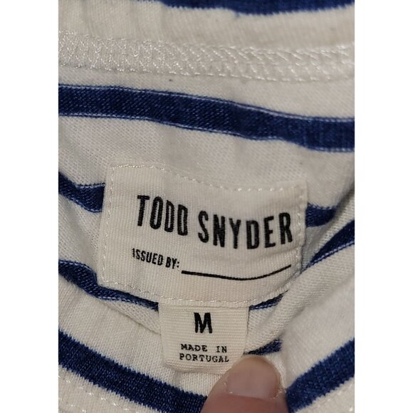 Todd Snyder 100% Cotton Nautical Stripe Long Sleeve Shirt Navy White Men's M - Picture 2 of 6